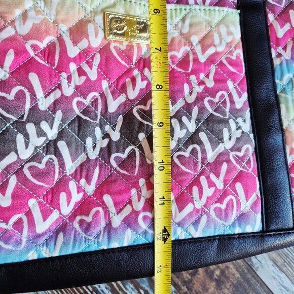 NWoT Luv Betsey Johnson Hearts Tie-Dye Graffiti Rainbow Weekender Duffel - Picture 14 of 16